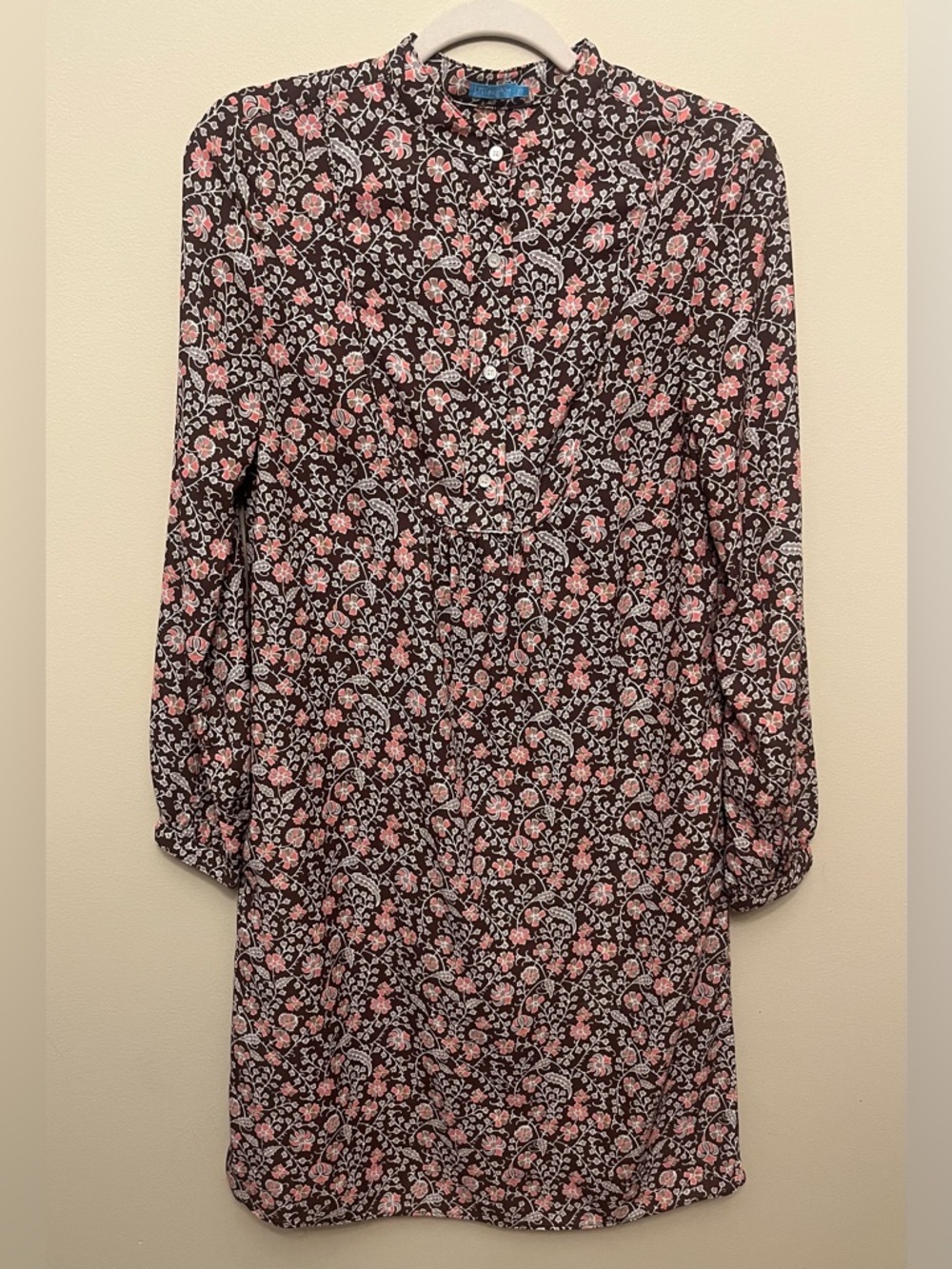 J. McLaughlin Floral Blouson Dress Pockets Women's Size XS Brown Coral